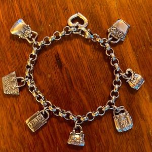 Brighton Purse Charm Bracelet Silver Plate 8" Vintage Lobster Closure